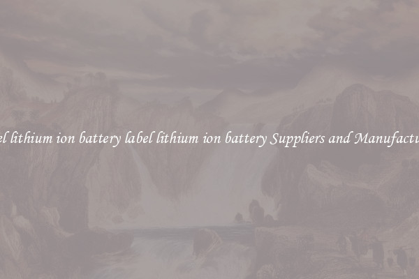 label lithium ion battery label lithium ion battery Suppliers and Manufacturers